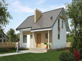 Одноэтажный дом с мансардой и террасой